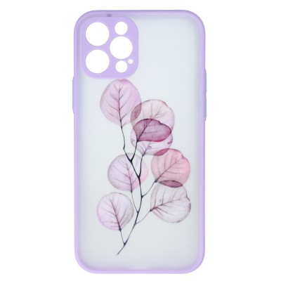 Husa iPhone 12 Pro, Plastic Dur cu protectie camera, Plant, Mov